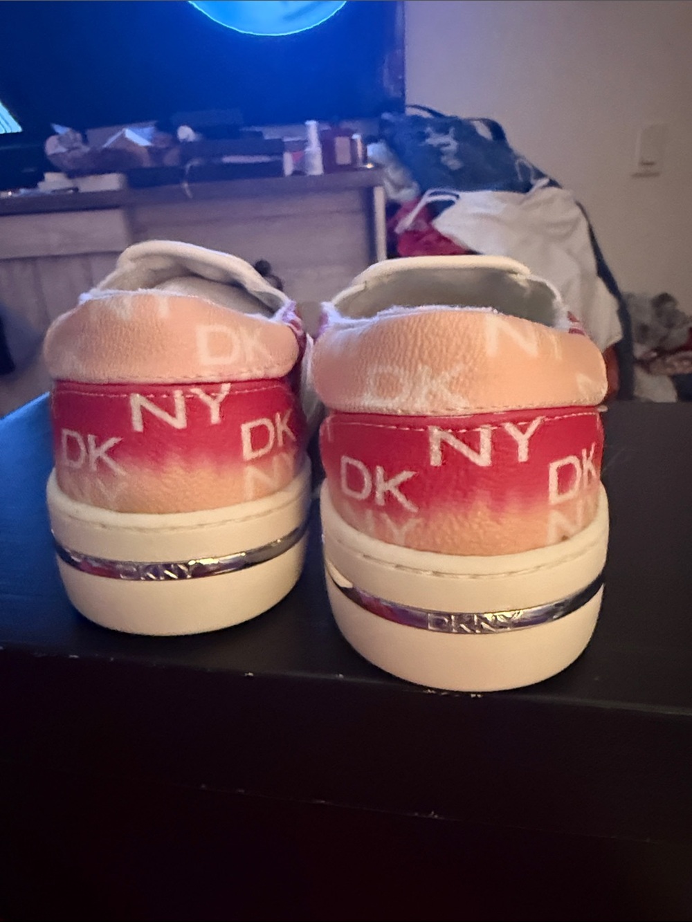 DKNY Kids Slip-On Sneakers in Red, Pink and White Ombre - Picture 3 of 6